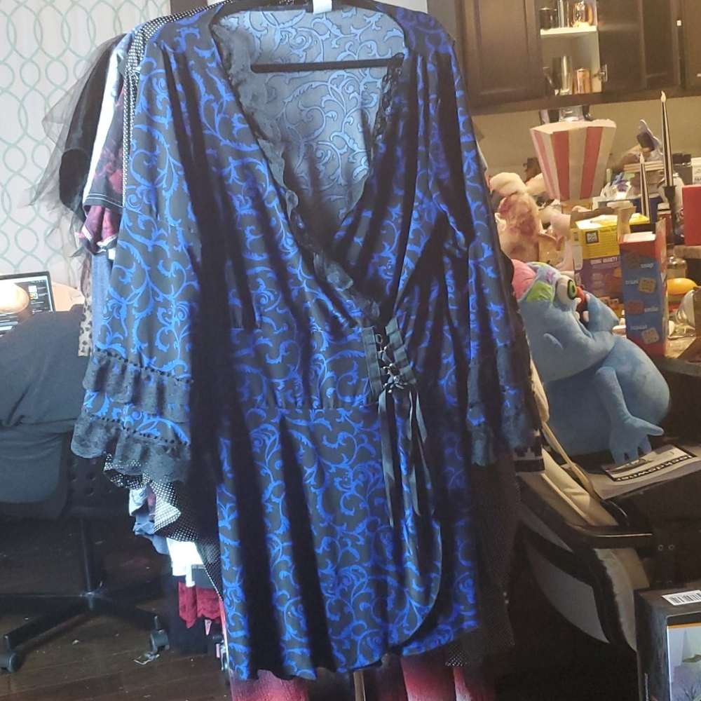 Blue and Black Dress w/ Lace and Laced Detail